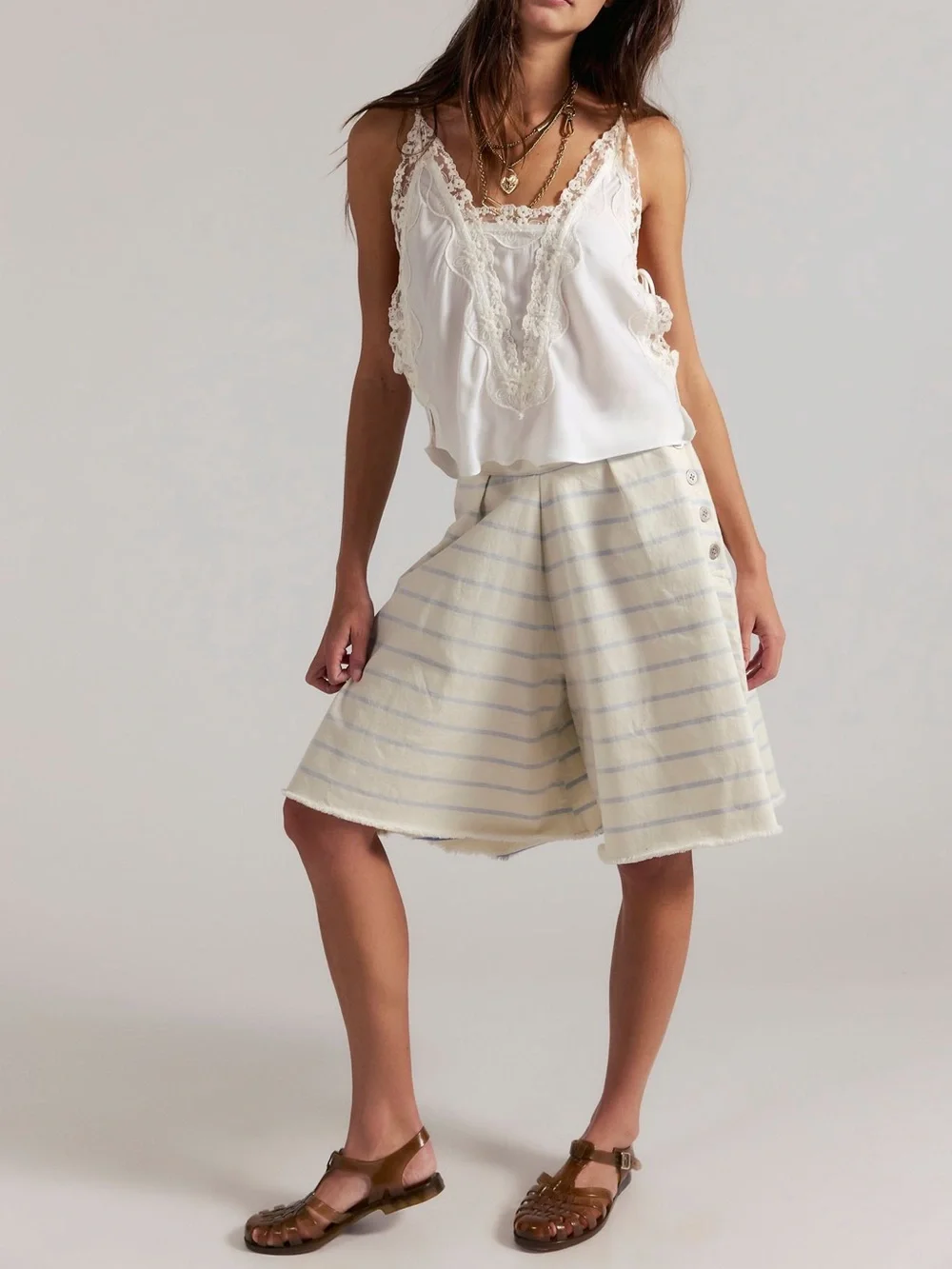NWT Free People High Tide Stripe Long Shorts Size 4